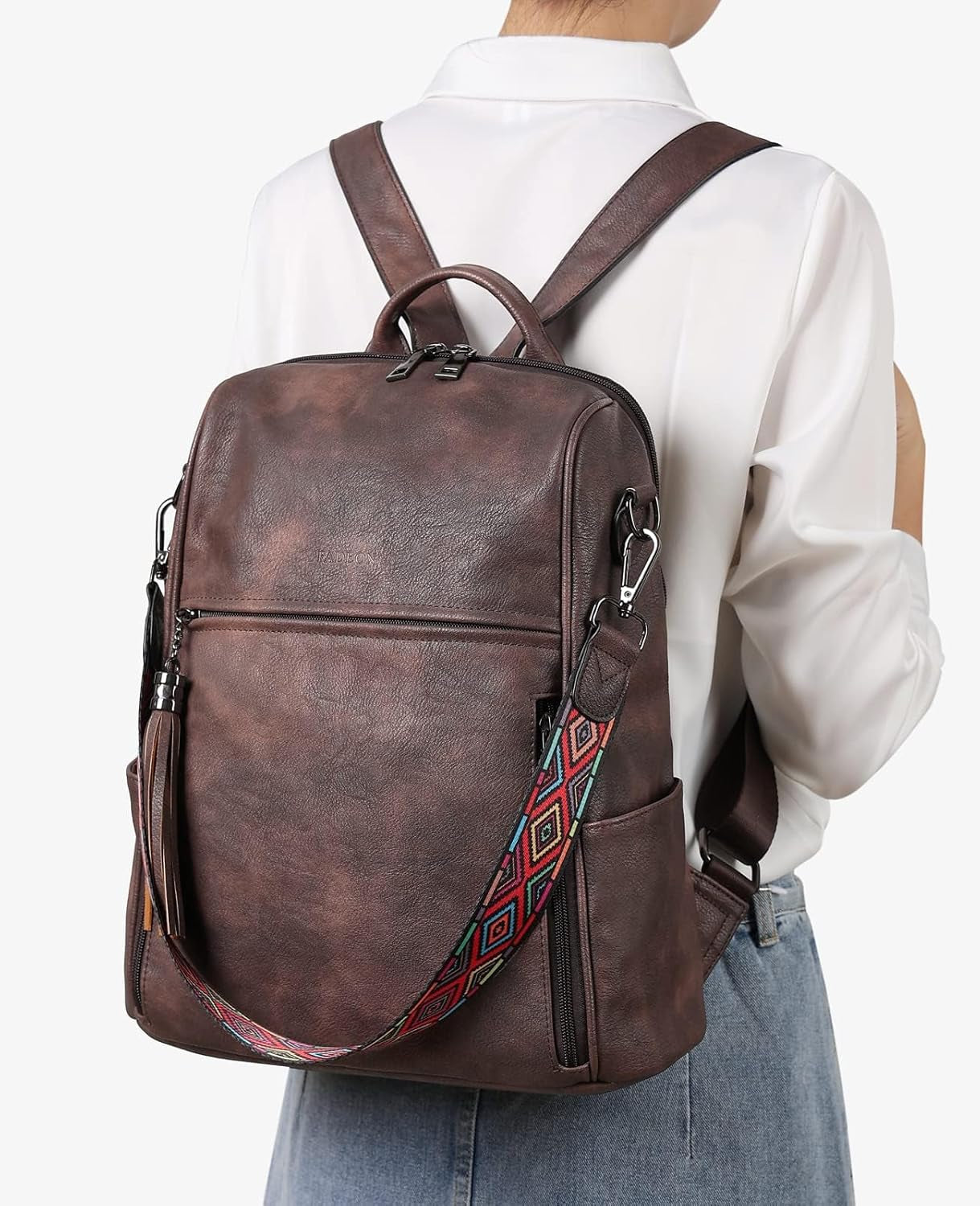 Leather Backpack Purse for Women Designer Travel Backpack Purses PU Fashion Ladies Shoulder Bag with Tassel