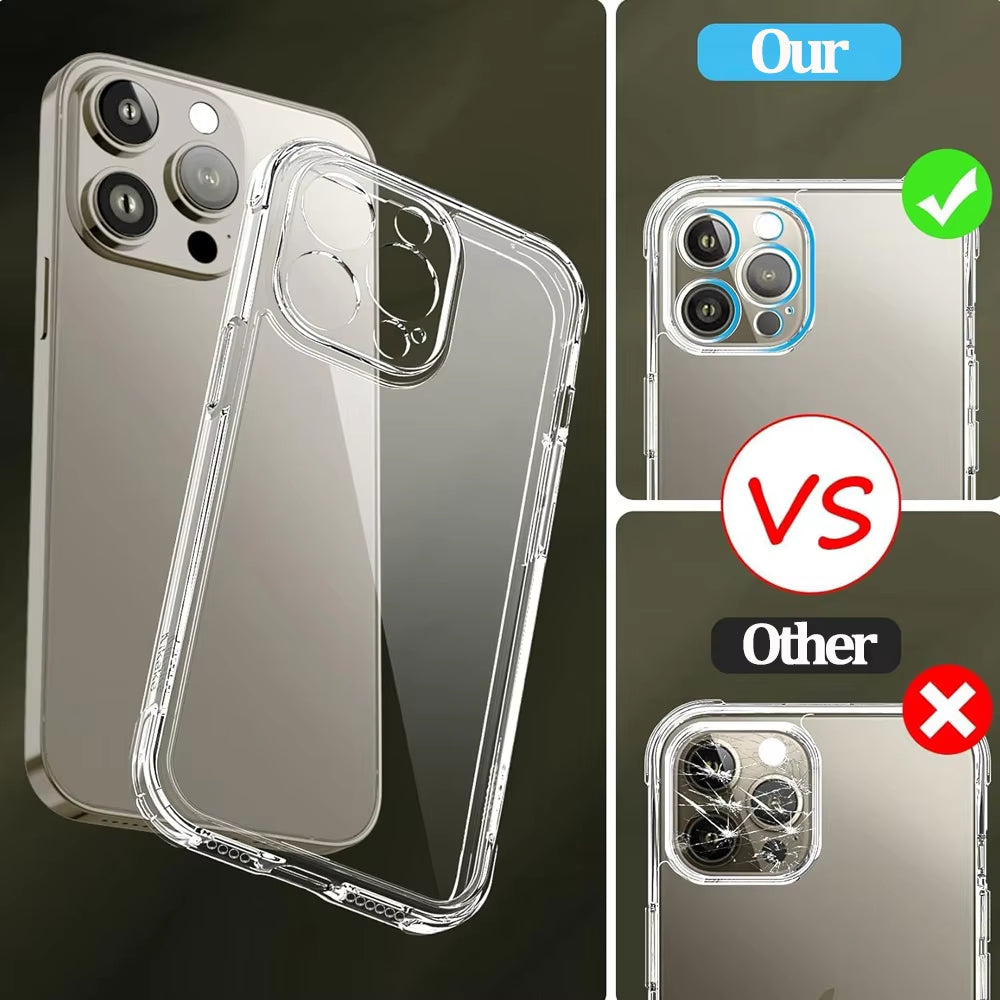 For Iphone 17 16 15 Pro Max Phone Case for Iphone 16 15 14 13 Mini 12 11 Pro Transparent Case Iphone16 plus Cover