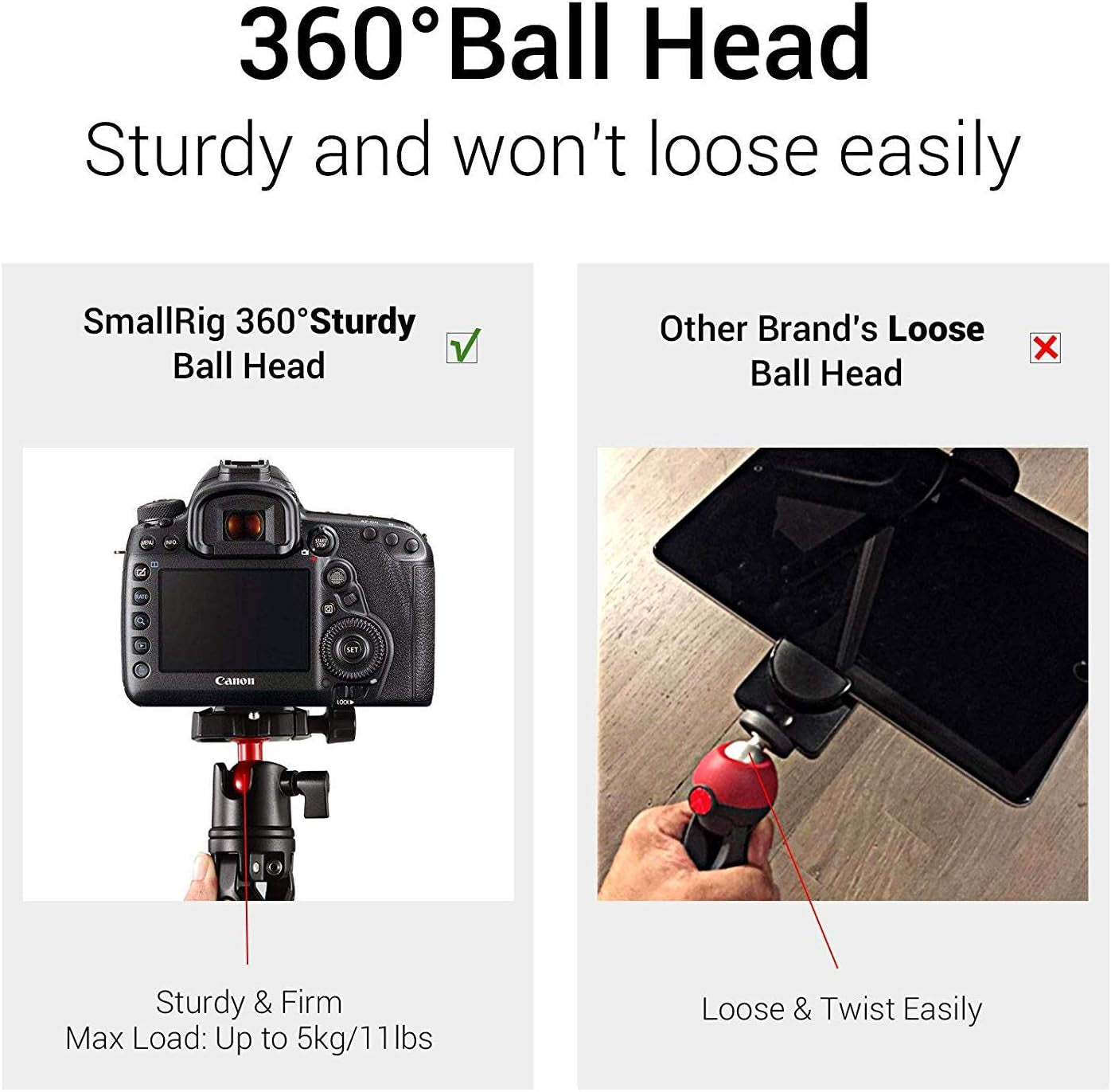 Tabletop Tripod, Mini Desktop Travel Tripod Aluminum Alloy with 360 Degree Ball Head and Quick Release Plate Lightweight and Portable for Compact Cameras Dslrs, Phone, Gopro（Black）- BUT2287