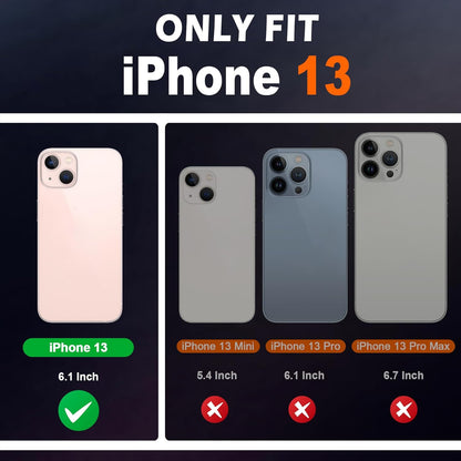 Case for Iphone 13, Genuine Leather Wallet Folding Case with Kickstand RFID Blocking Card Slots Magnetic Shockproof Cover Compatible with Iphone 13 5G (6.1" 2021) - Midnight Green