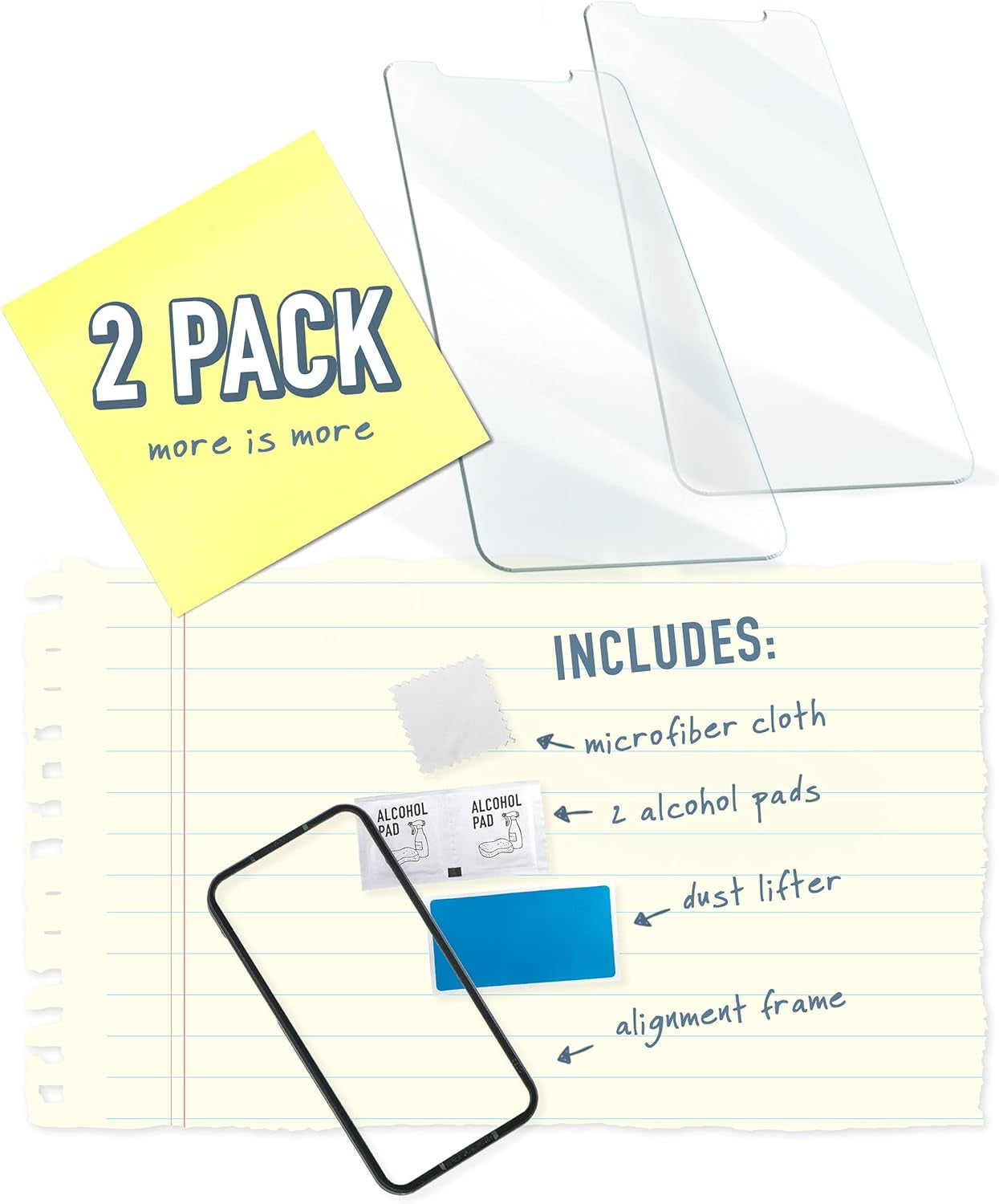 Screen Protector for Iphone 11 Pro Max & XS Max - Tuff Sheet - Scratch Resistant Tempered Glass with Alignment Tool - Clear 2-Pack