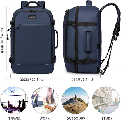 18 Inch Travel Laptop Backpack for Women Men，Business Travel Backpack Fit Flight Approved Water Resistant Computer Backpack Suitcase Backpack Blue