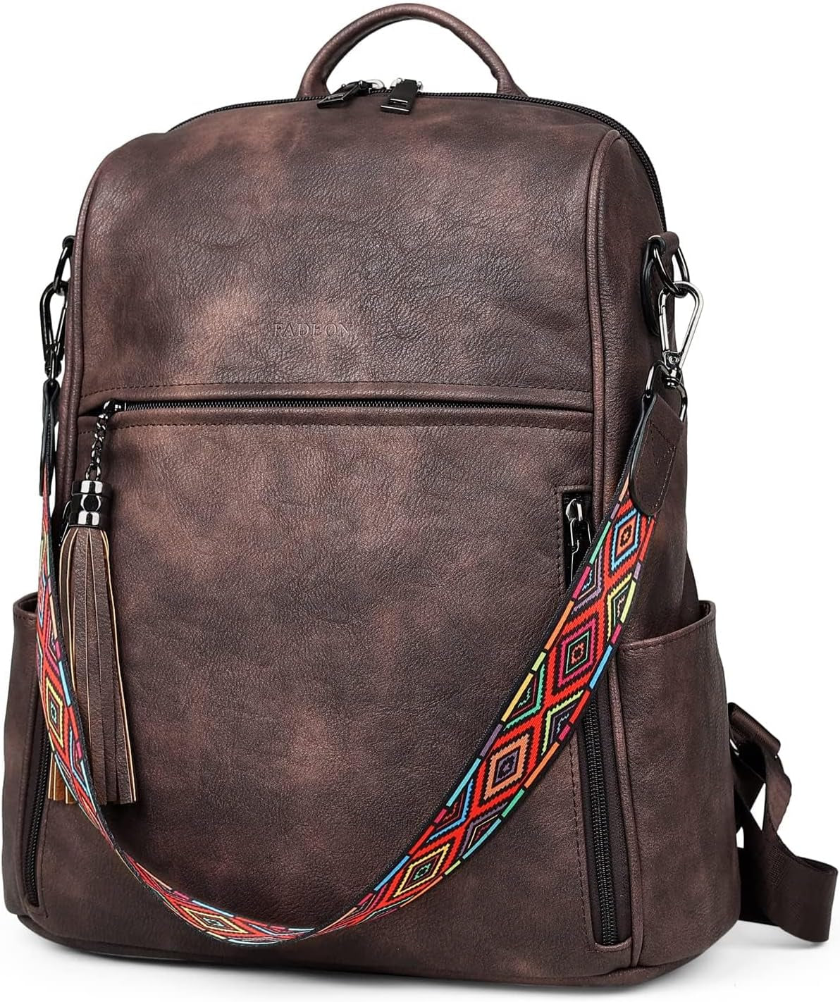 Leather Backpack Purse for Women Designer Travel Backpack Purses PU Fashion Ladies Shoulder Bag with Tassel